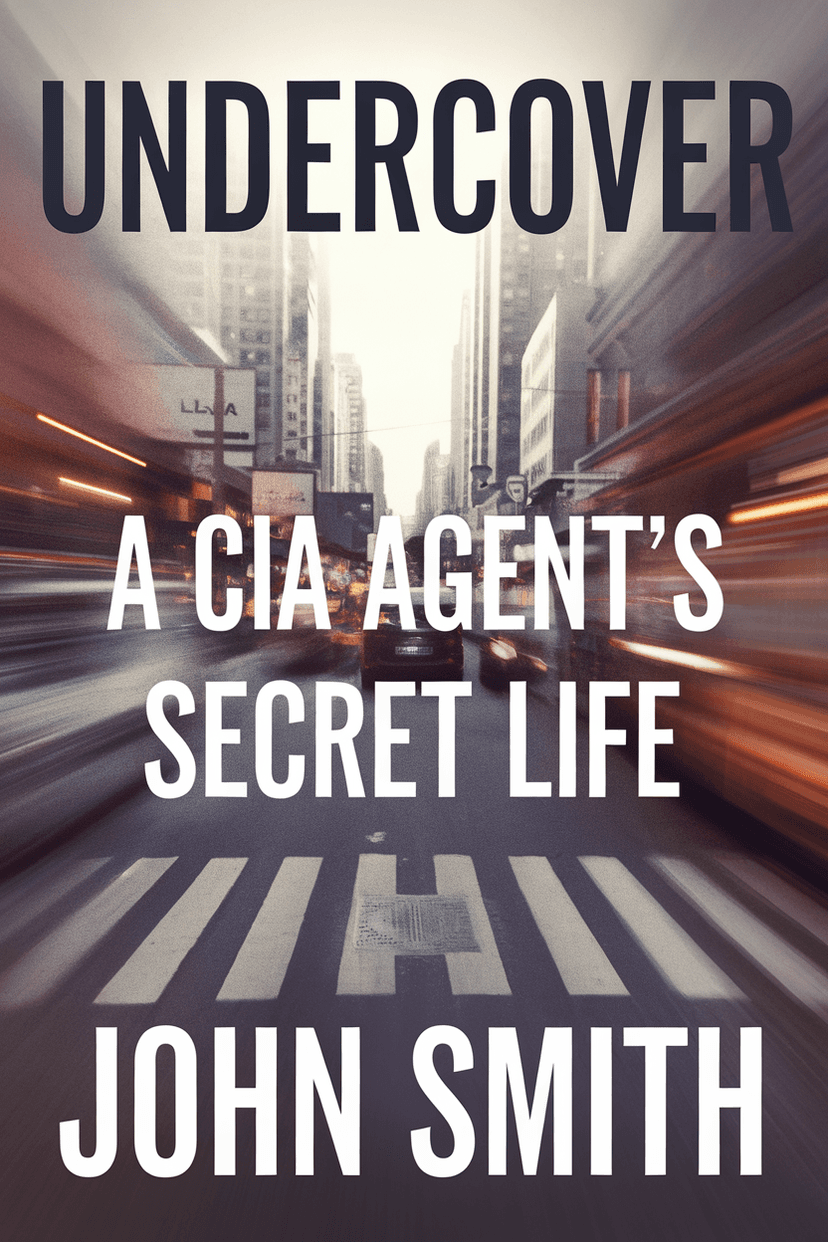 Spy thriller book cover with noir aesthetic